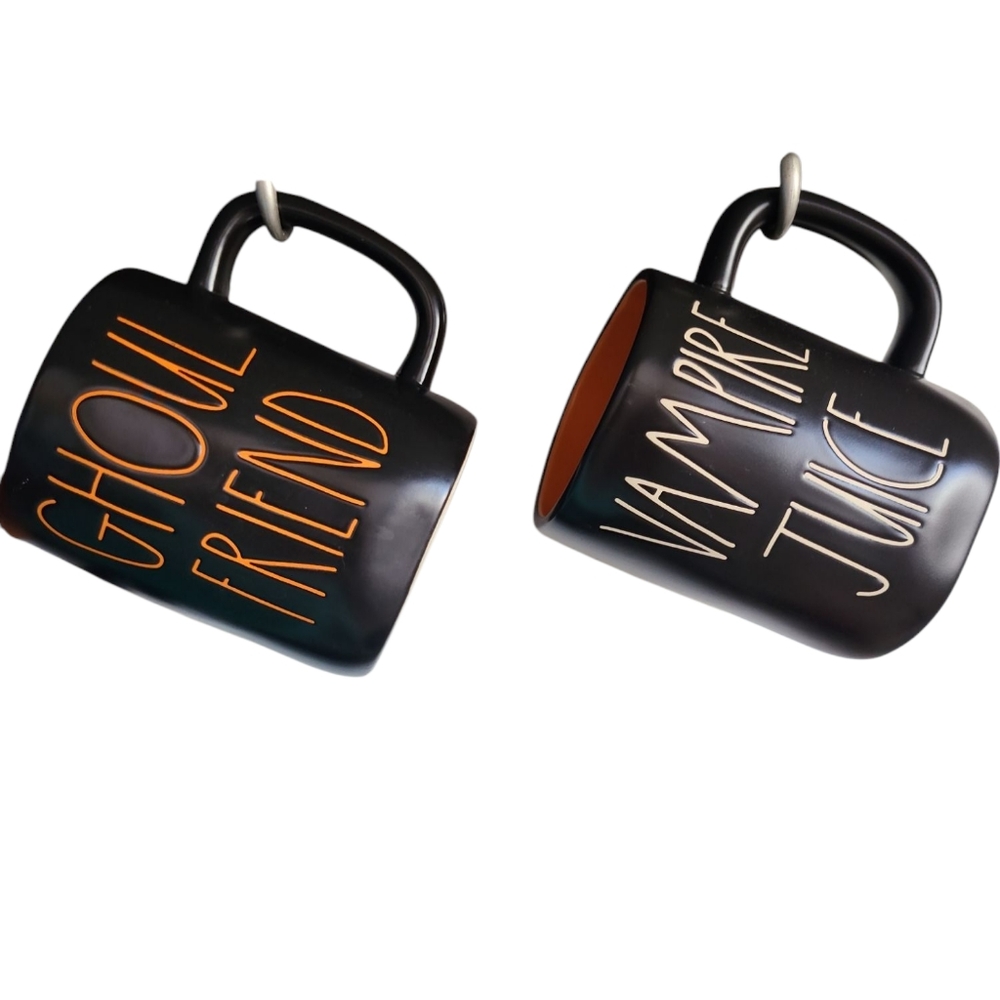 Rae Dunn Black and Orange Halloween Mugs